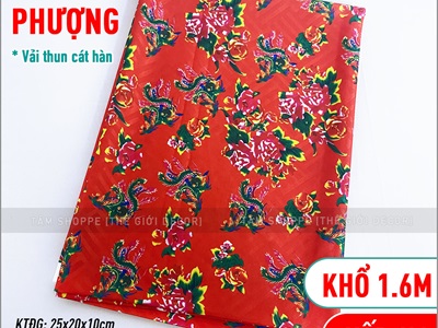 Vải họa tiết rồng phượng chim công khổ 1m6 [thun cát hàn - bán theo 1m tới] PK-VAI-10